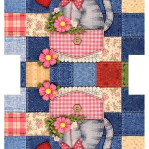 PANEL KOSMETICKÁ TAŠTIČKA - JEANS  PATCHWORK KOČIČKA