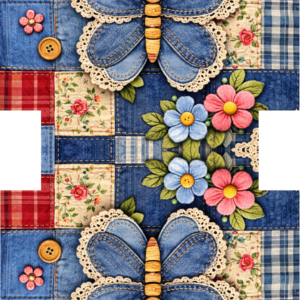 PANEL KOSMETICKÁ TAŠTIČKA -  JEANS PATCHWORK MOTÝL