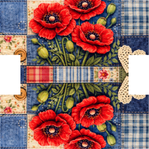 PANEL KOSMETICKÁ TAŠTIČKA - JEANS PATCHWORK VLČÍ MÁKY