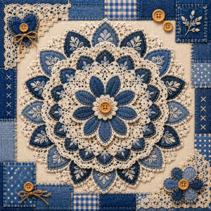 PANEL JEANS PATCHWORK MANDALA
