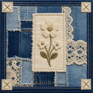 PANEL PATCHWORK BÍLÁ KVĚTINA