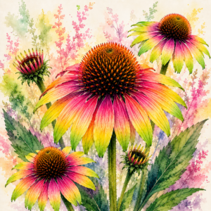 PANEL ECHINACEA  GREEN TWISTER