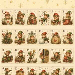 Panel na adventní kalendář - ELFÍCI ZELENÁ